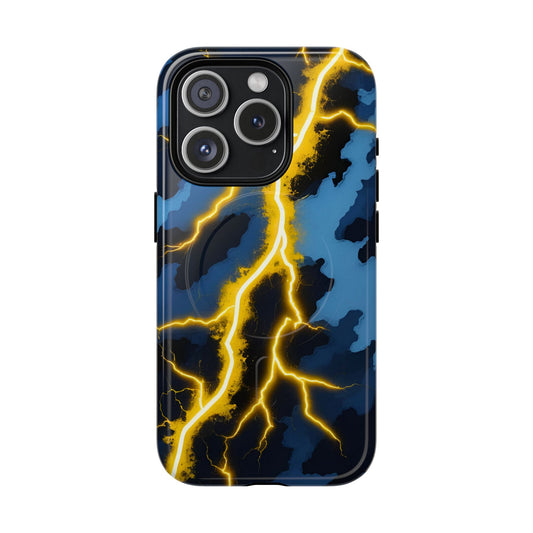 Lightning Bolt Magnetic Phone Case – Blue Camo Edition
