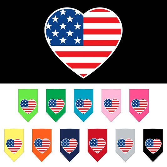 Pet and Dog Bandana Screen Printed, "American Flag Heart"-0